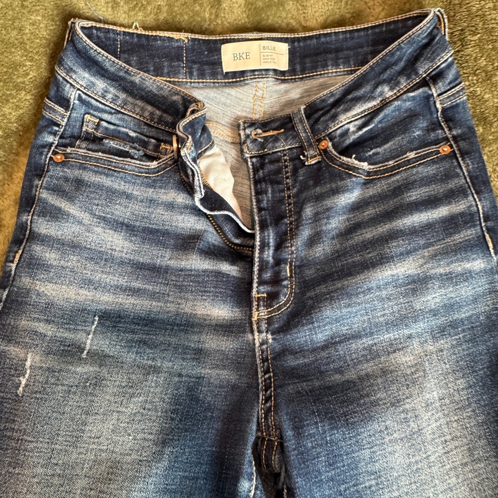 BKE Women's Distressed Blue Skinny Jeans